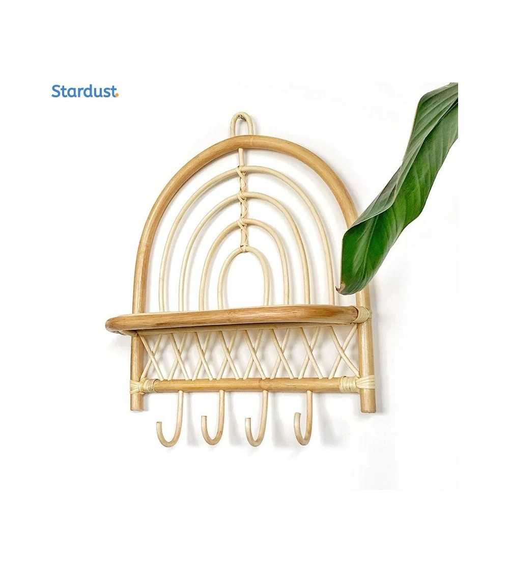 Étagère Porte-manteau Amadeus En Rotin - Dimensions 30x25x35 Cm - Couleur Beige - Rangement Déco Pour Entrée, Chambre